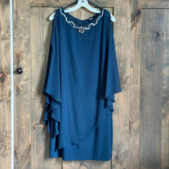 SLNY Dresses & Skirts - NWT SLNY Women’s Beaded Chiffon Caplet V-neck Jersey Dress